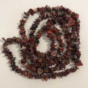 Semiprecious red jasper chip necklace 36”